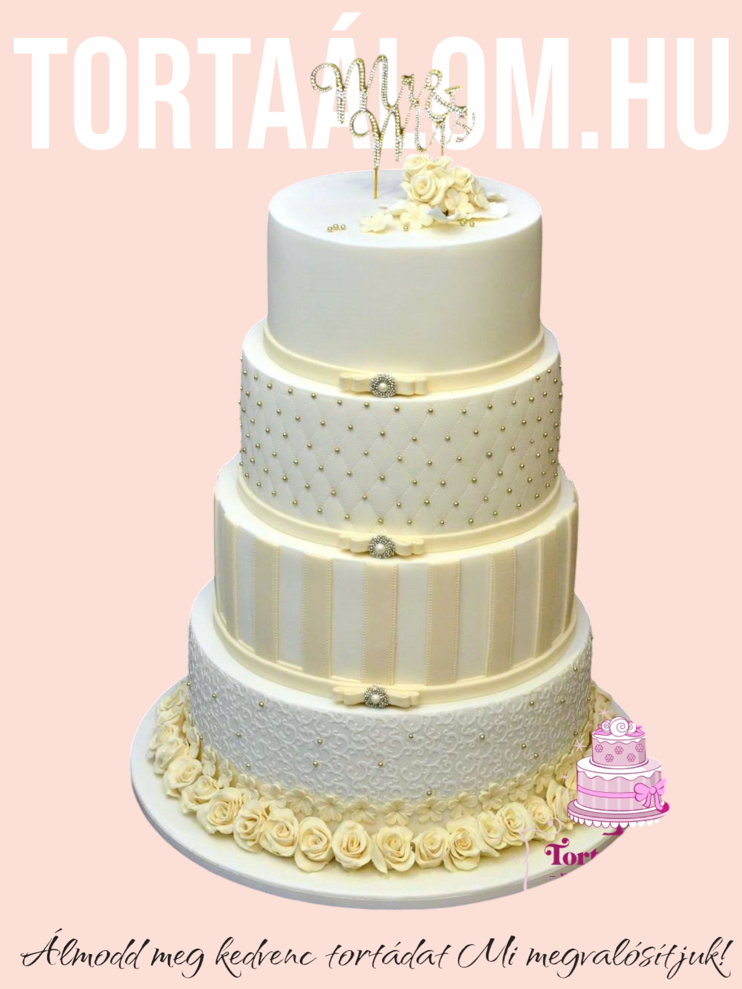 Fehér Pasztell Esküvői Torta