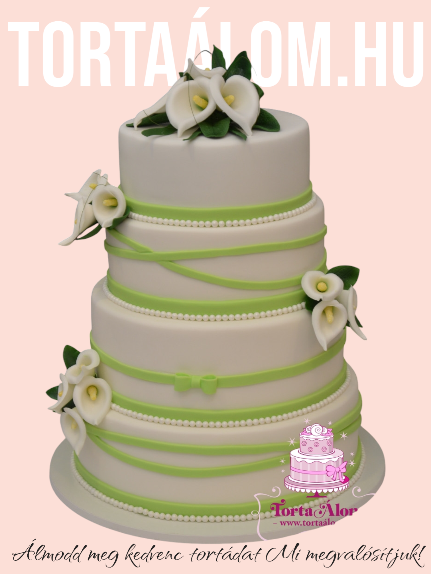 Fehér-Zöld Esküvői Torta
