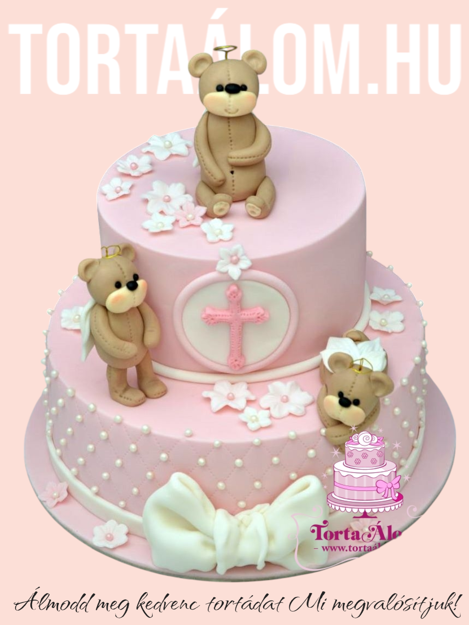 Lányos Macis Keresztelői Torta