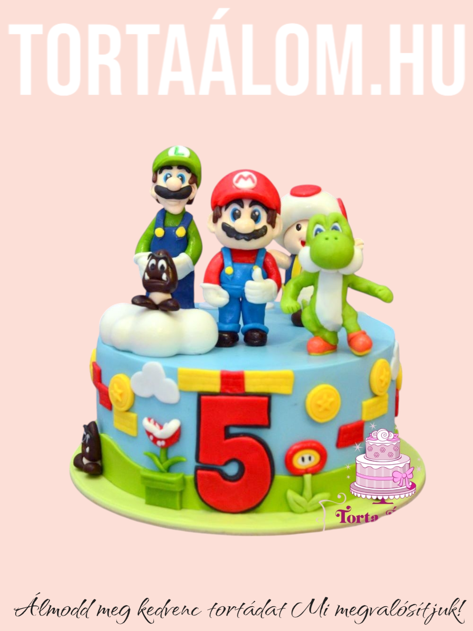 Super Mario Torta 4 Figurás