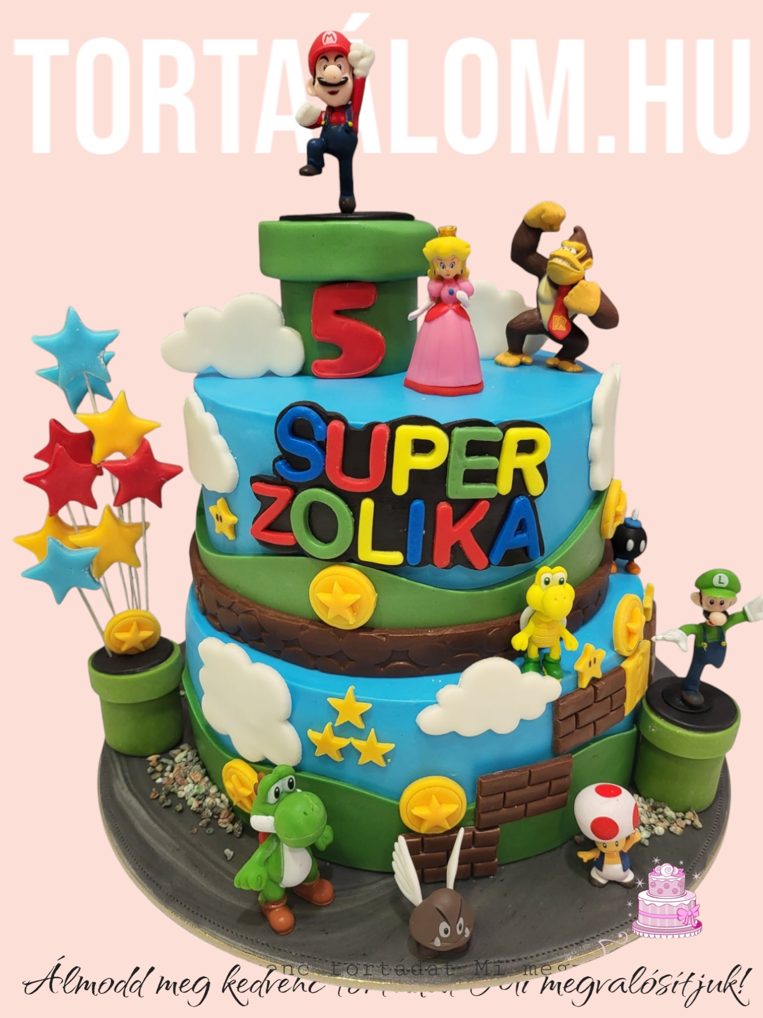 Super Máriós Torta Műanyagfigurákkal