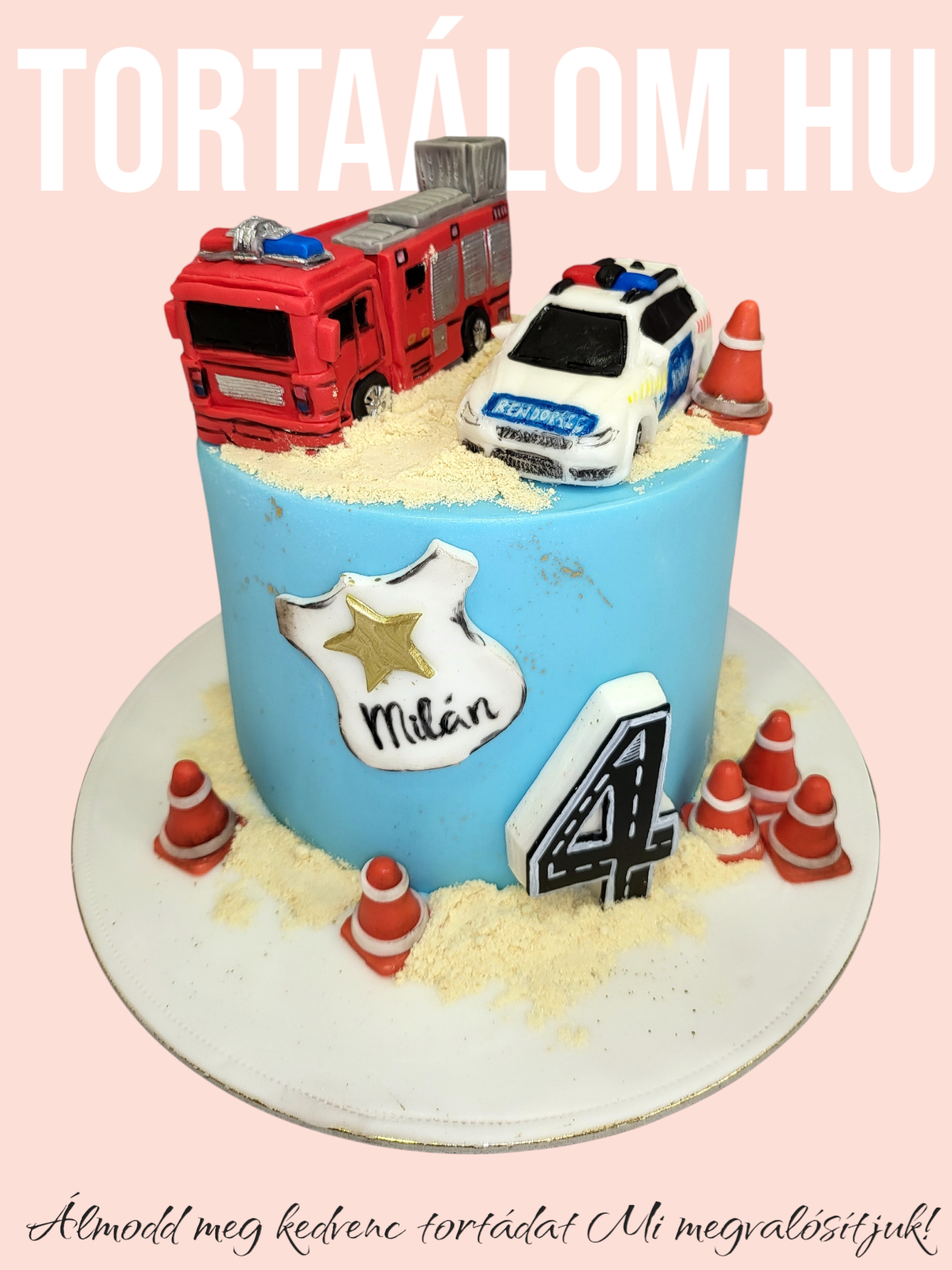 Tűzoltó Rendőr Autós Torta