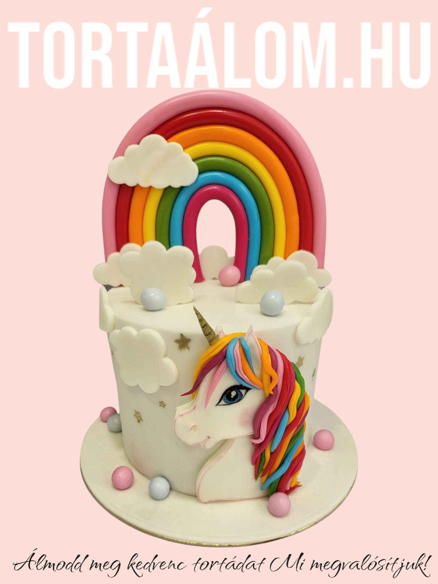 Unicornis Torta Szivárvánnyal