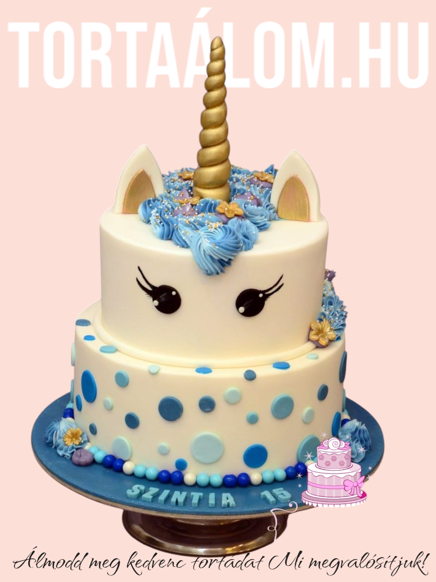 Unikornis Emeletes Torta Kék