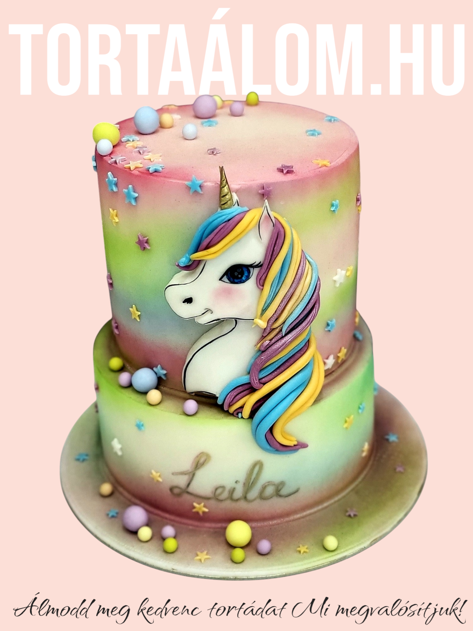 Unikornis Szivárványos Torta 2