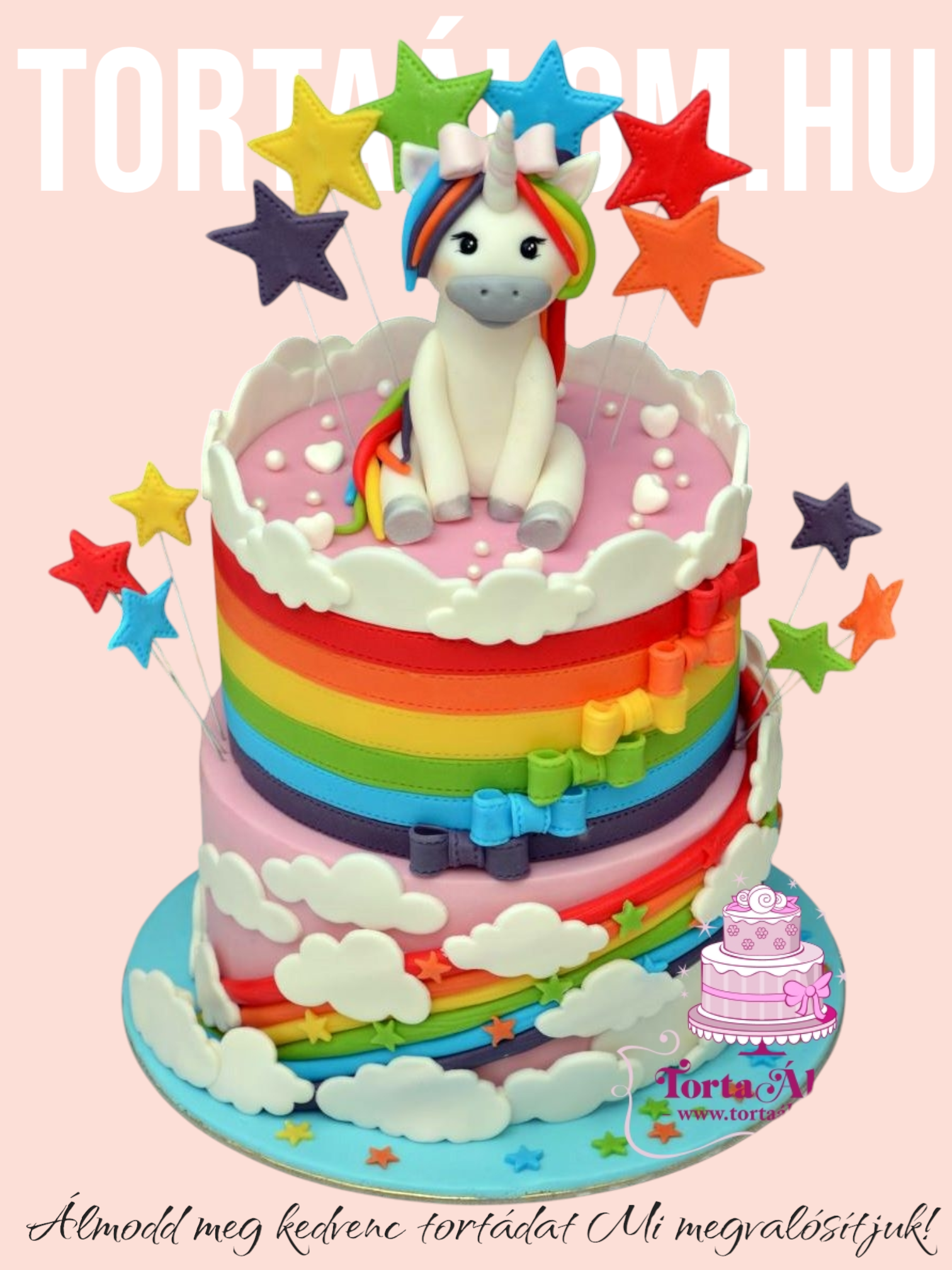 Unikornis Szivárványos Torta